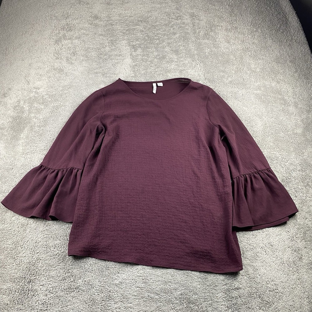 Elle Blouse Fluted Sleeves Womens Small Maroon